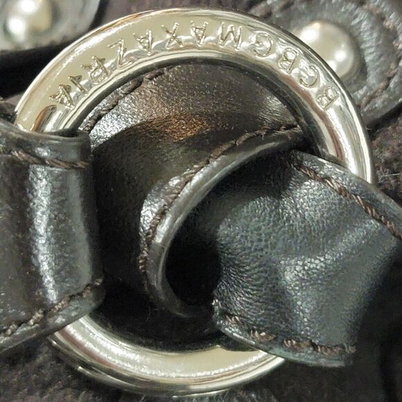 BCBG Maxazria Shoulder Bag Tote Studded Crescent Hobo Double Strap Brown - Picture 5 of 14